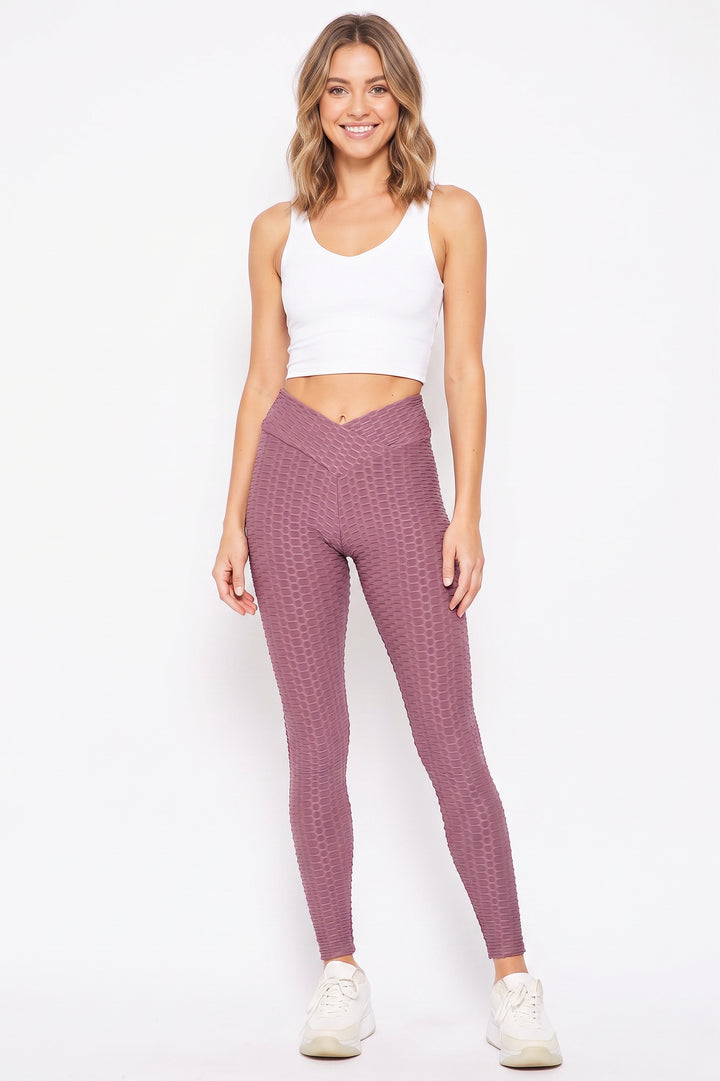 Wholesale Scrunch Butt Textured V-Waist High Waisted Leggings