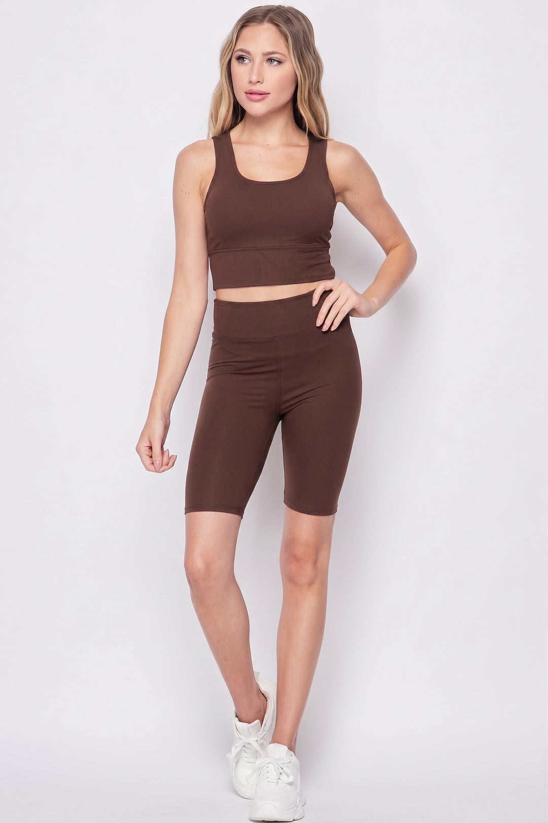 Wholesale Buttery Smooth 2 Piece High Waisted Shorts and Crop Top Bra Set
