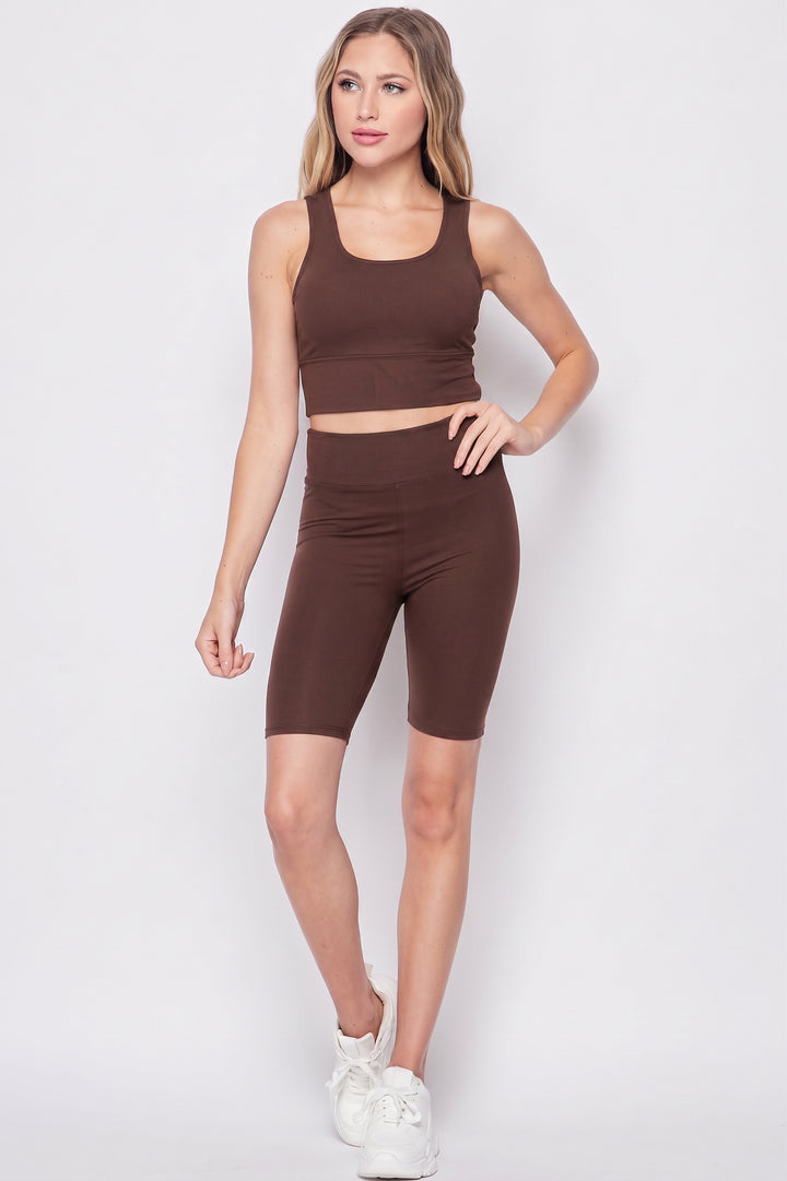 Wholesale Buttery Smooth 2 Piece High Waisted Shorts and Crop Top Bra Set