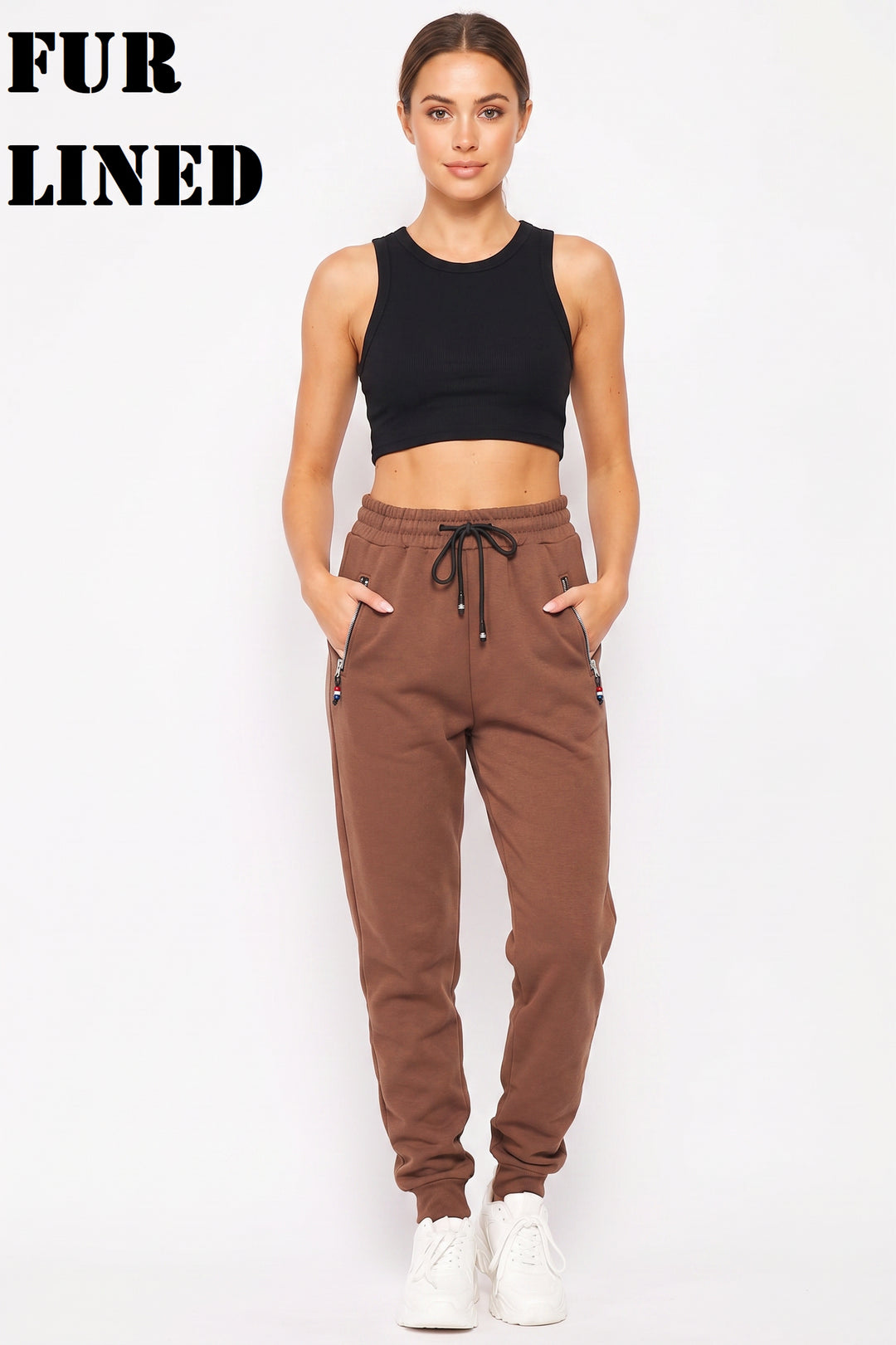 Wholesale Scuba Solid Thick Fleece Lined Jogger Pocket Zipper & Drawstring