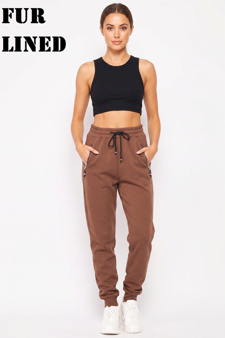 Wholesale Scuba Solid Thick Fleece Lined Jogger Pocket Zipper & Drawstring