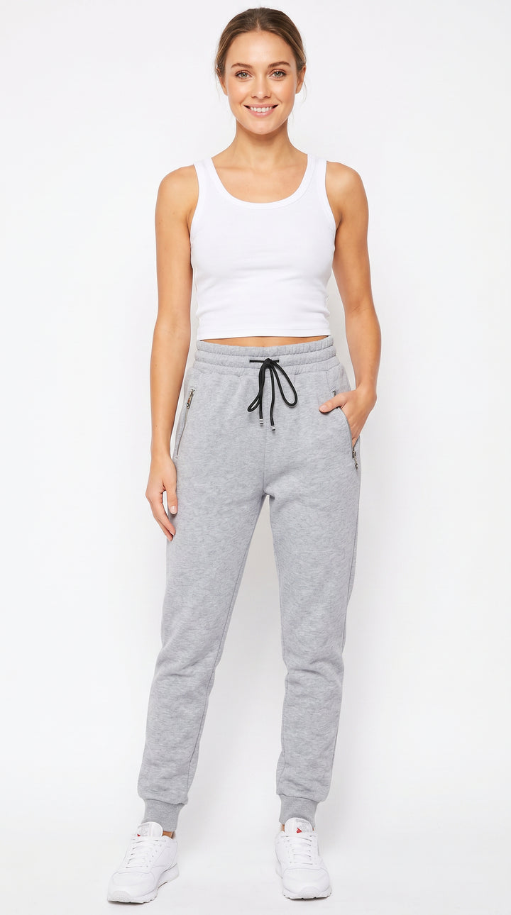 Wholesale Scuba Solid Thick Fleece Lined Jogger Pocket Zipper & Drawstring