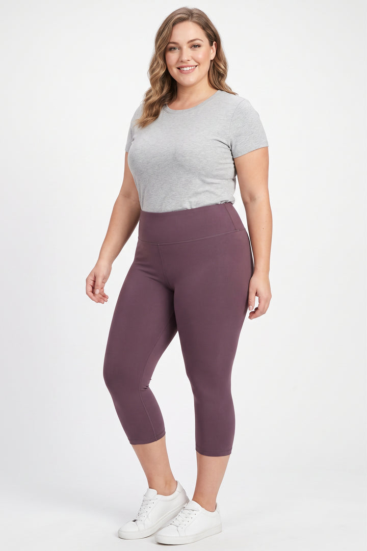 Wholesale Buttery Smooth Basic Solid High Waisted Extra Plus Size Capris - 3 Inch - 3X-5X  - New Mix