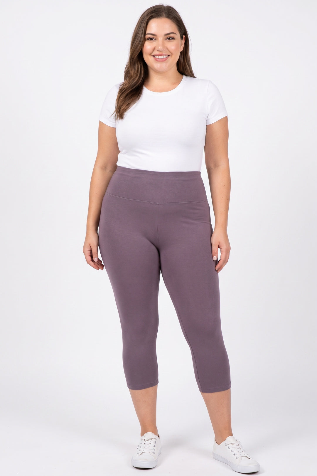 Wholesale Buttery Smooth Basic Solid High Waisted Extra Plus Size Capris - 5 Inch - 3X-5X - New Mix