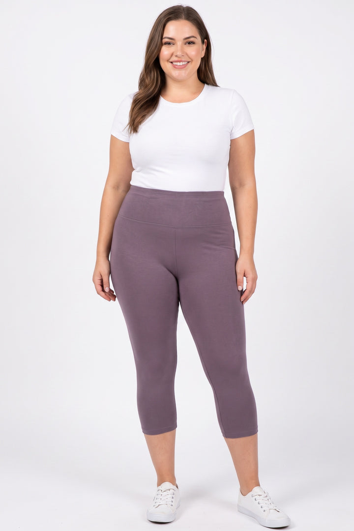 Wholesale Buttery Smooth Basic Solid High Waisted Extra Plus Size Capris - 5 Inch - 3X-5X - New Mix