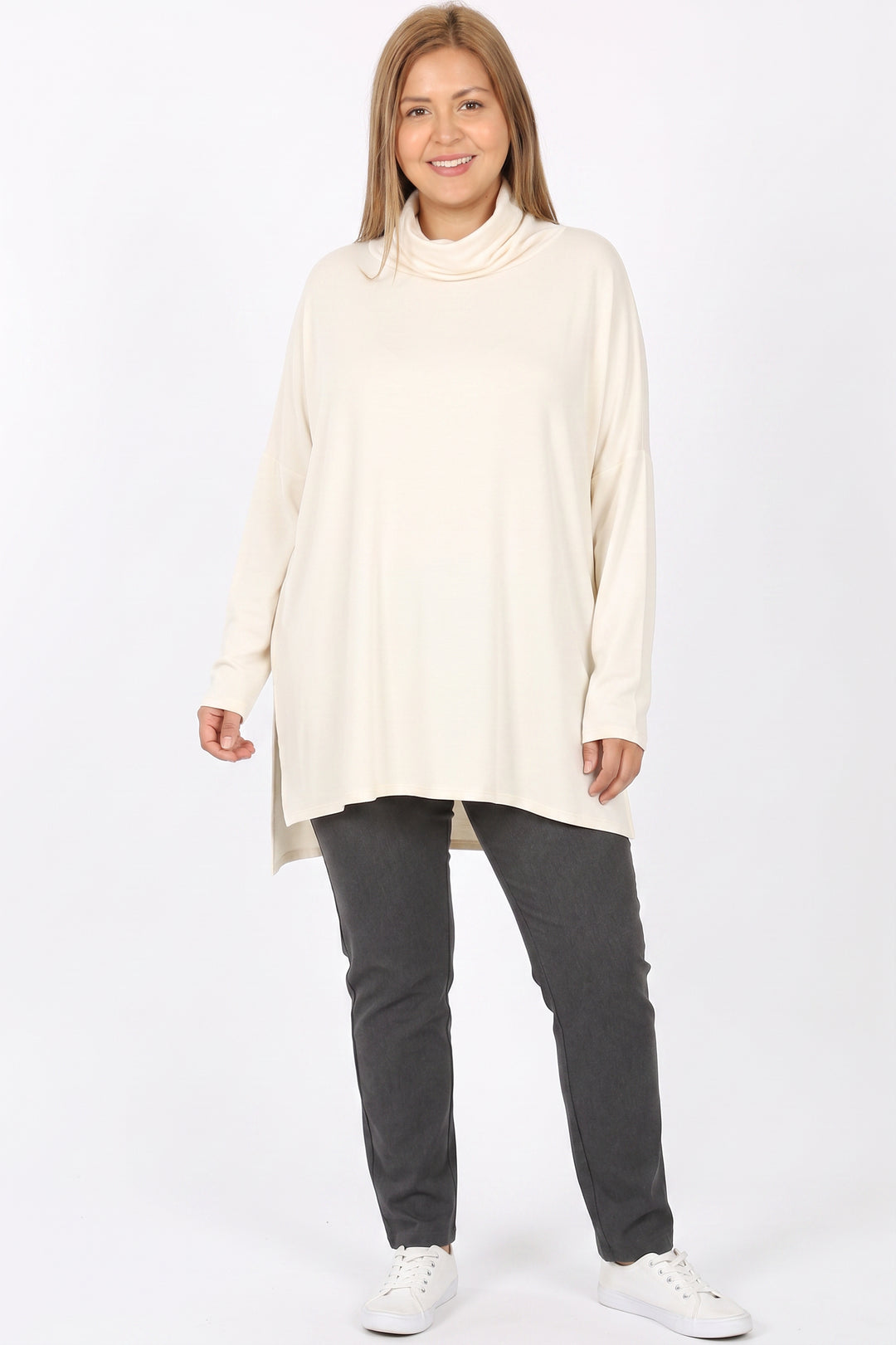Wholesale Rayon Cowl Neck Dolman Sleeve Plus Size Top