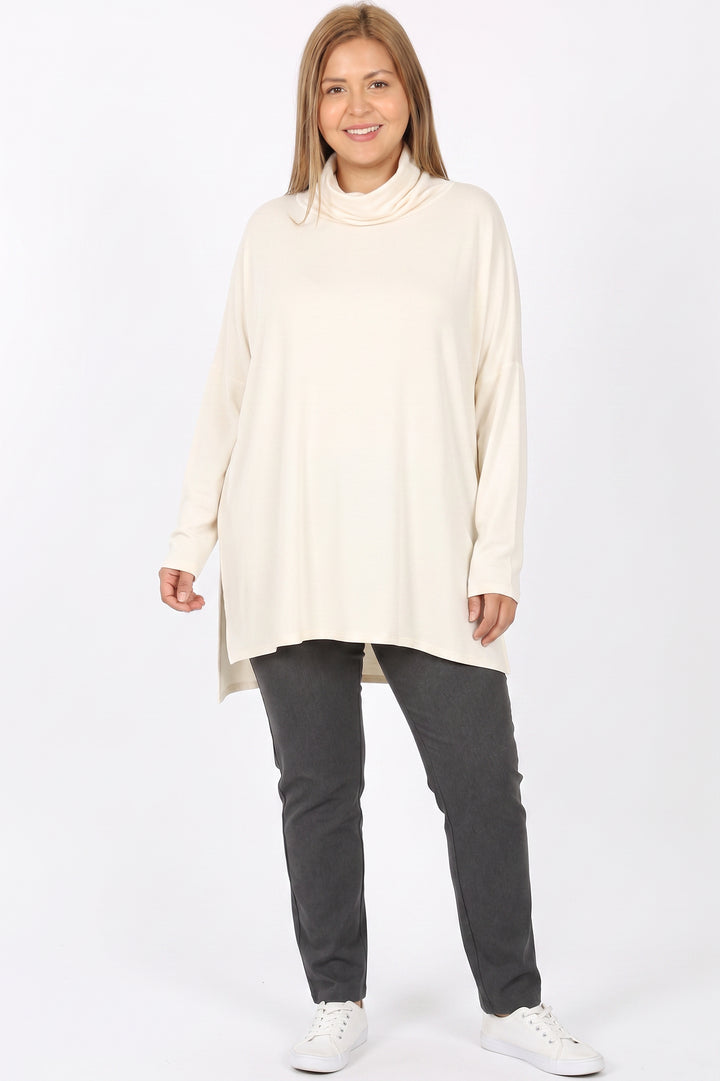 Wholesale Rayon Cowl Neck Dolman Sleeve Plus Size Top