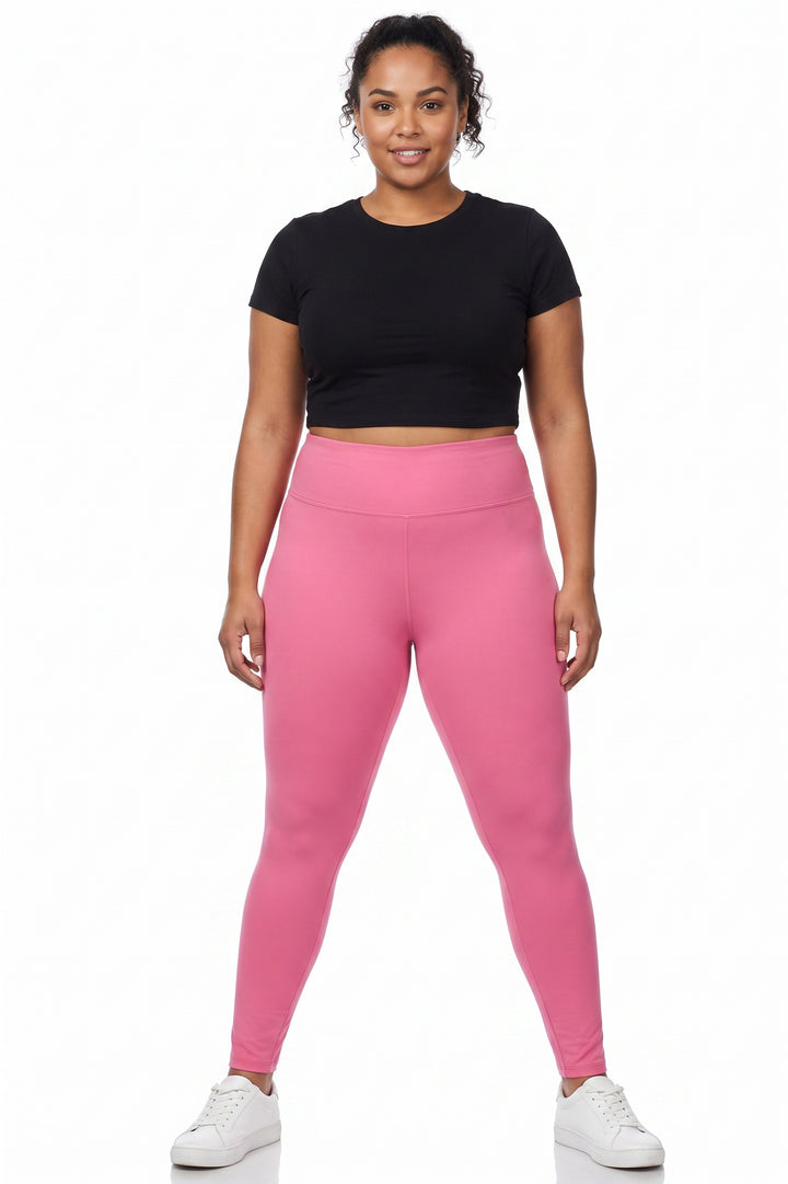 Wholesale Buttery Smooth Basic Solid High Waisted Plus Size Leggings - 3 Inch - New Mix