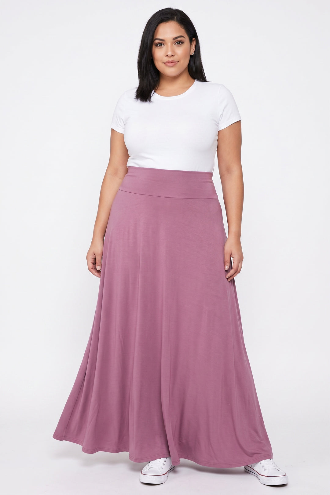 Wholesale Buttery Smooth Basic Black Plus Size Maxi Skirt