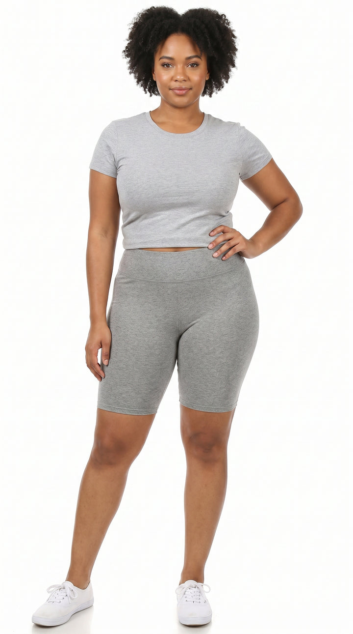 Wholesale Buttery Smooth Basic Solid Plus Size Biker Shorts - 3 Inch
