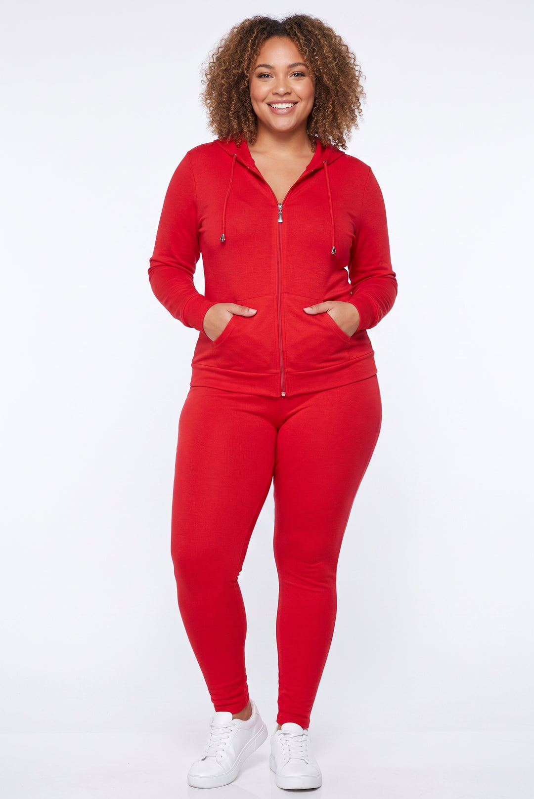 Wholesale Premium Zipper Hoodie Jacket and Legging Set - Plus Size