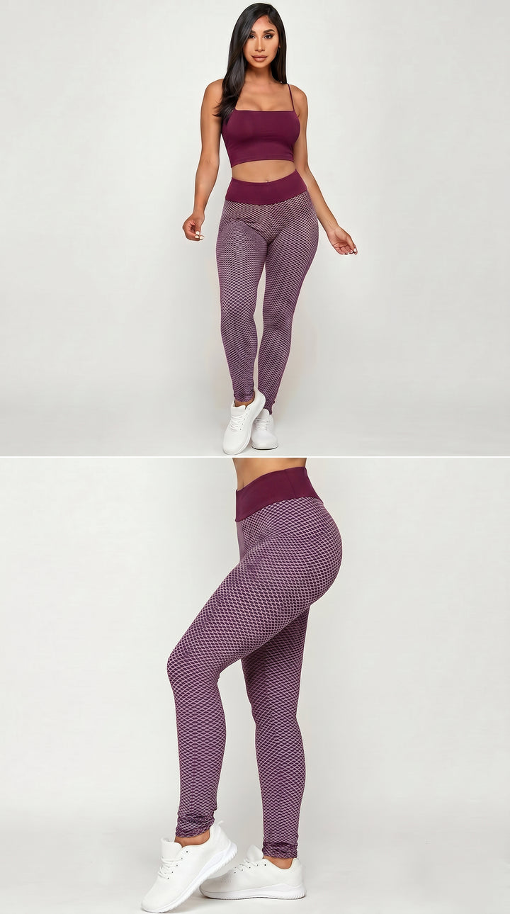 Wholesale Contrast Textured Scrunch Butt Leggings - NO POCKETS