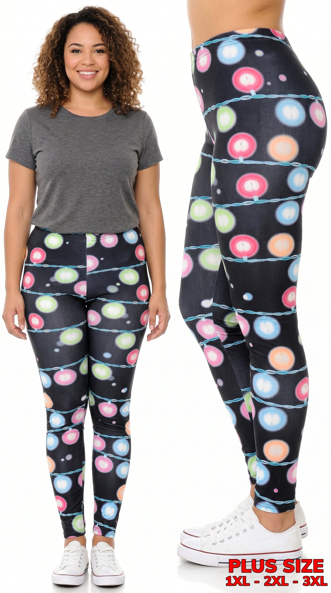 Wholesale Festive Holiday Lights Plus Size Leggings