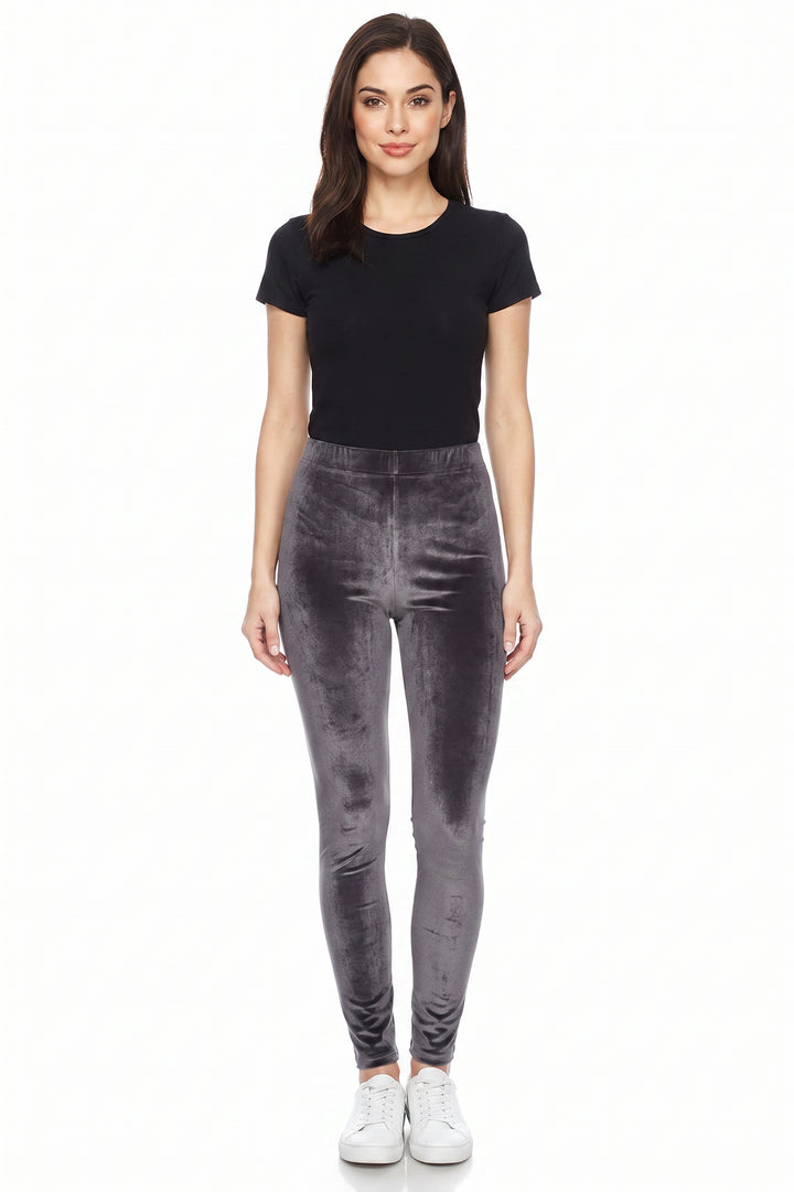Wholesale Solid Brushed Velour Velvet Leggings