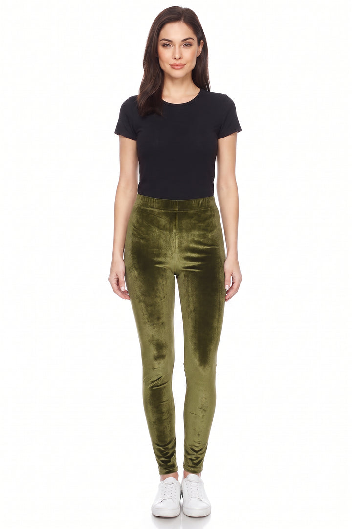 Wholesale Solid Brushed Velour Velvet Leggings
