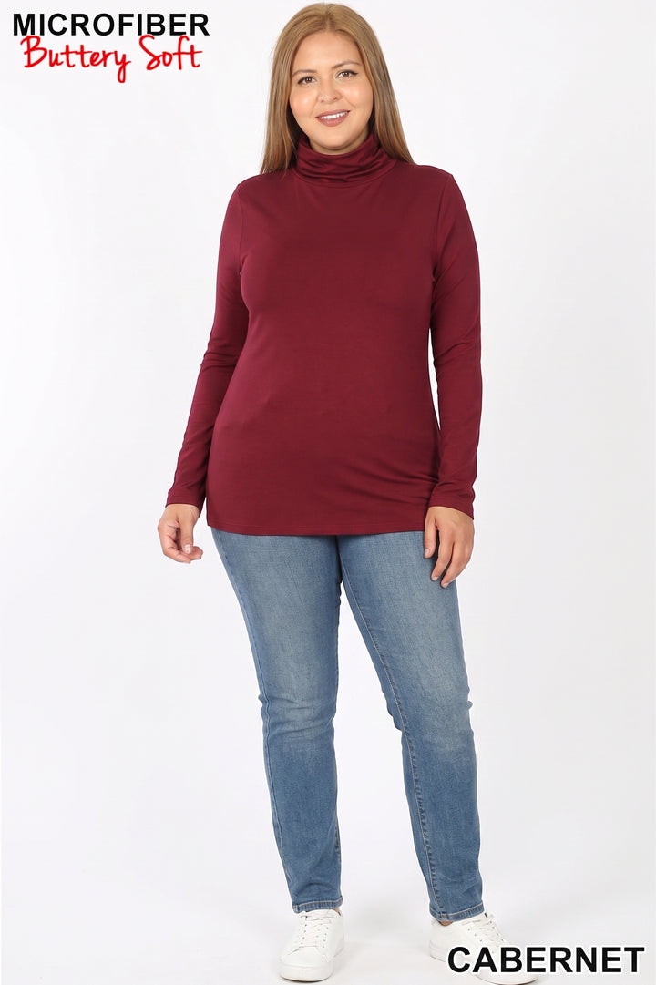 Wholesale Brushed Microfiber Mock Neck Plus Size Top