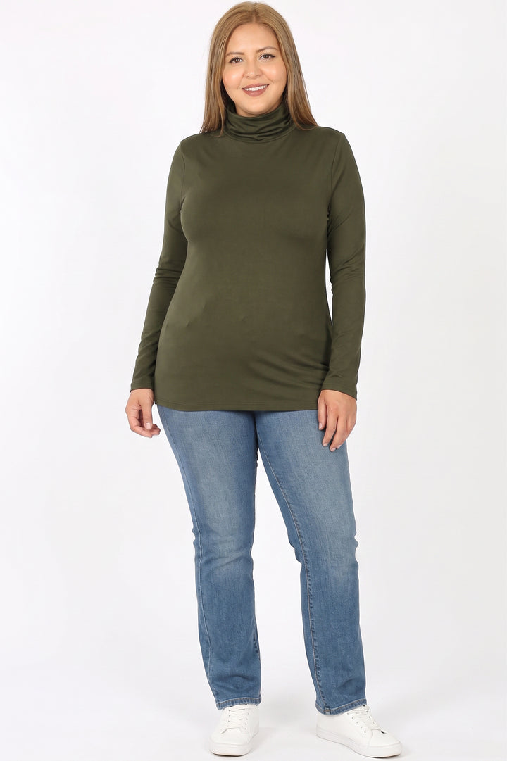 Wholesale Brushed Microfiber Mock Neck Plus Size Top