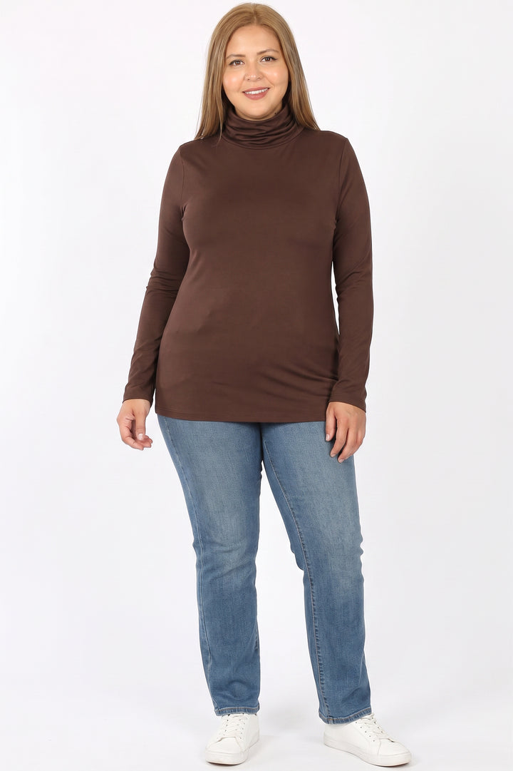 Wholesale Brushed Microfiber Mock Neck Plus Size Top