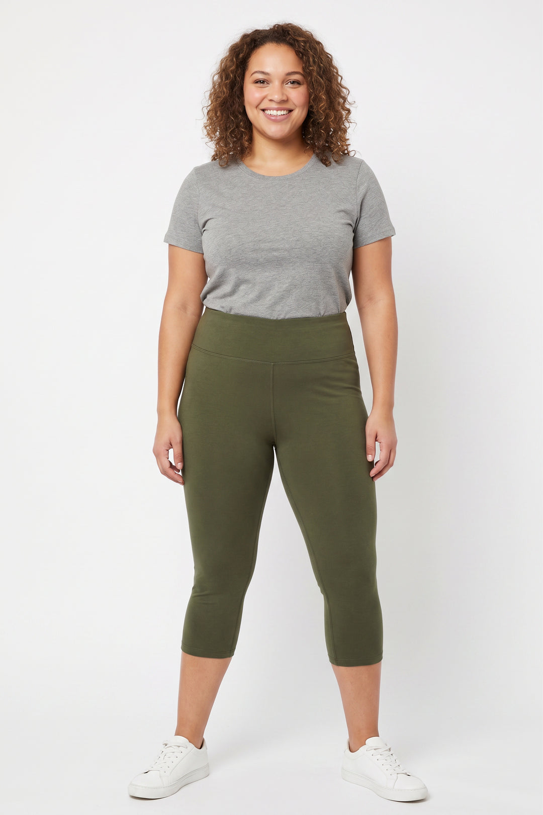 Wholesale Buttery Smooth Basic Solid High Waisted Plus Size Capris - 3 Inch - New Mix