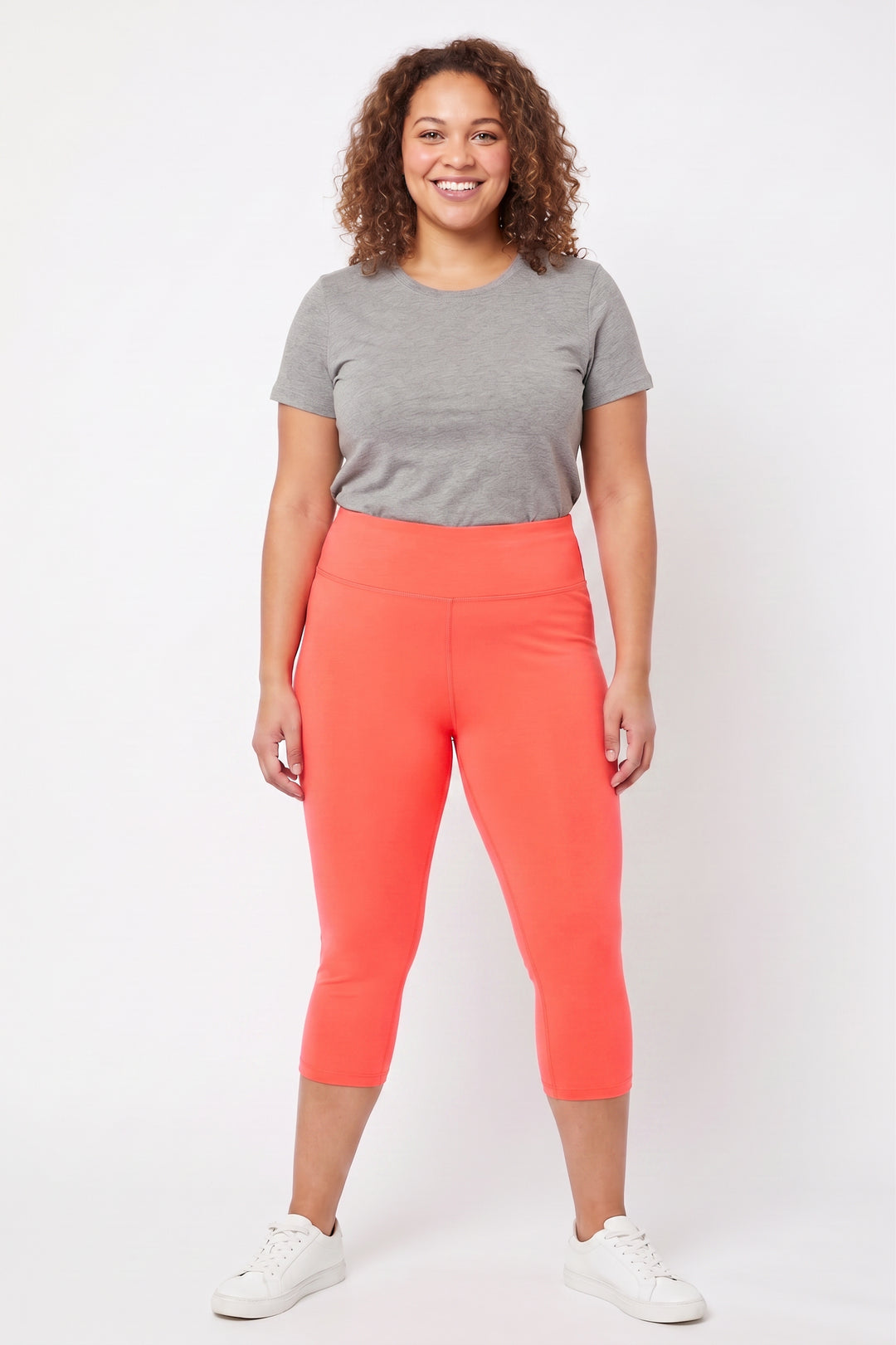 Wholesale Buttery Smooth Basic Solid High Waisted Plus Size Capris - 3 Inch - New Mix
