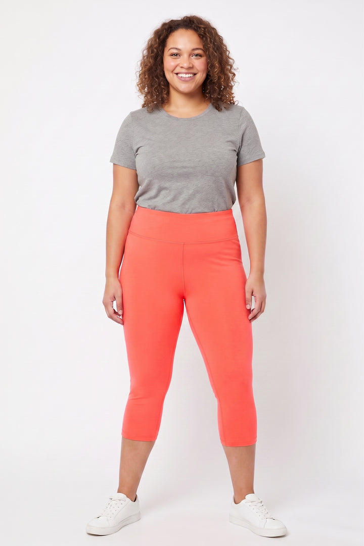 Wholesale Buttery Smooth Basic Solid High Waisted Plus Size Capris - 3 Inch - New Mix
