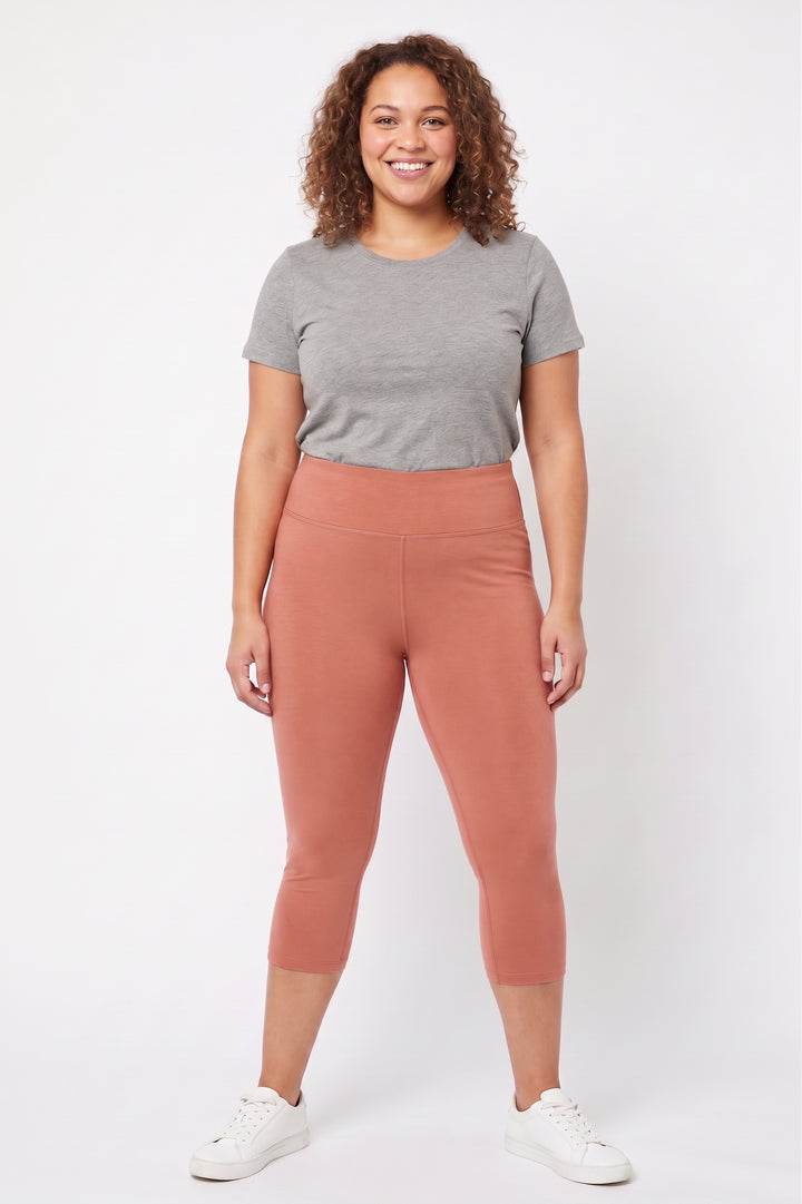 Wholesale Buttery Smooth Basic Solid High Waisted Plus Size Capris - 3 Inch - New Mix