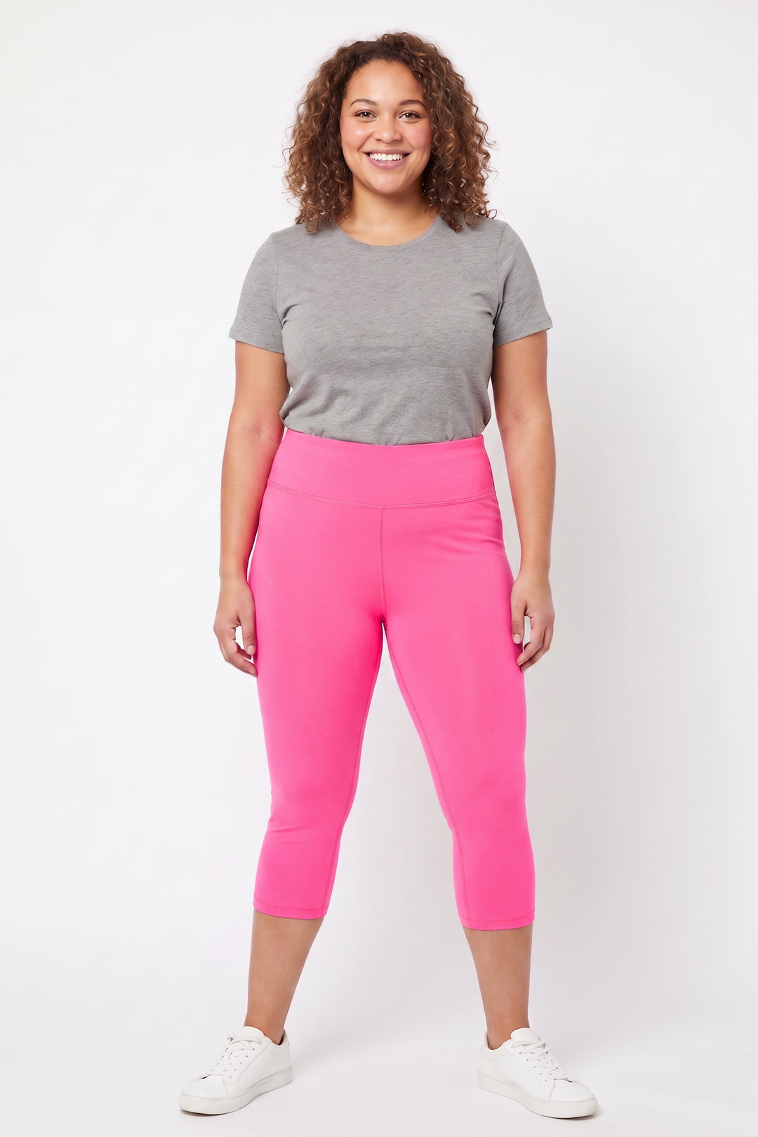 Wholesale Buttery Smooth Basic Solid High Waisted Plus Size Capris - 3 Inch - New Mix