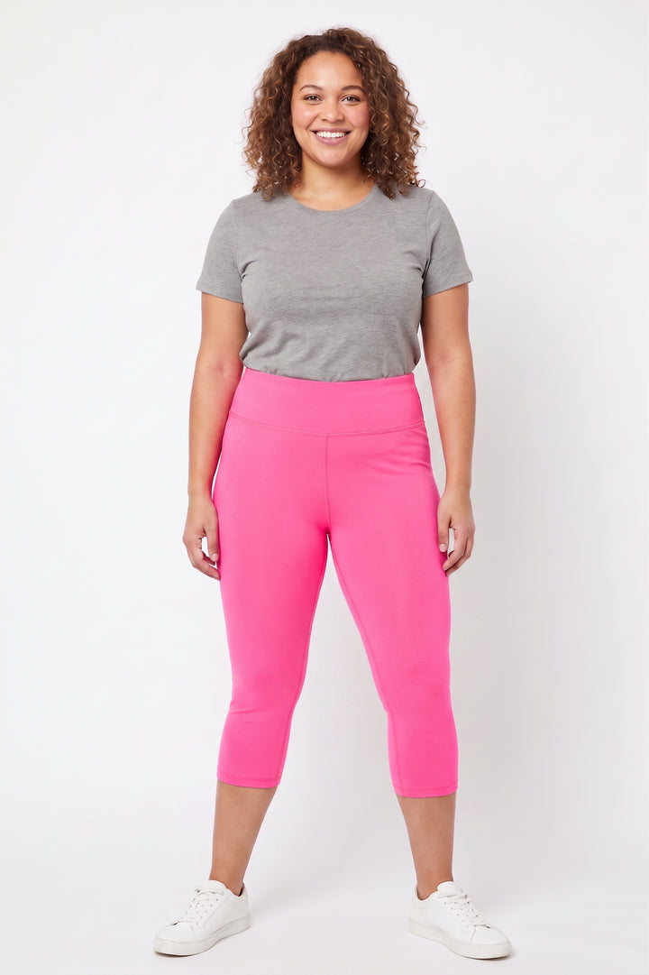 Wholesale Buttery Smooth Basic Solid High Waisted Plus Size Capris - 3 Inch - New Mix