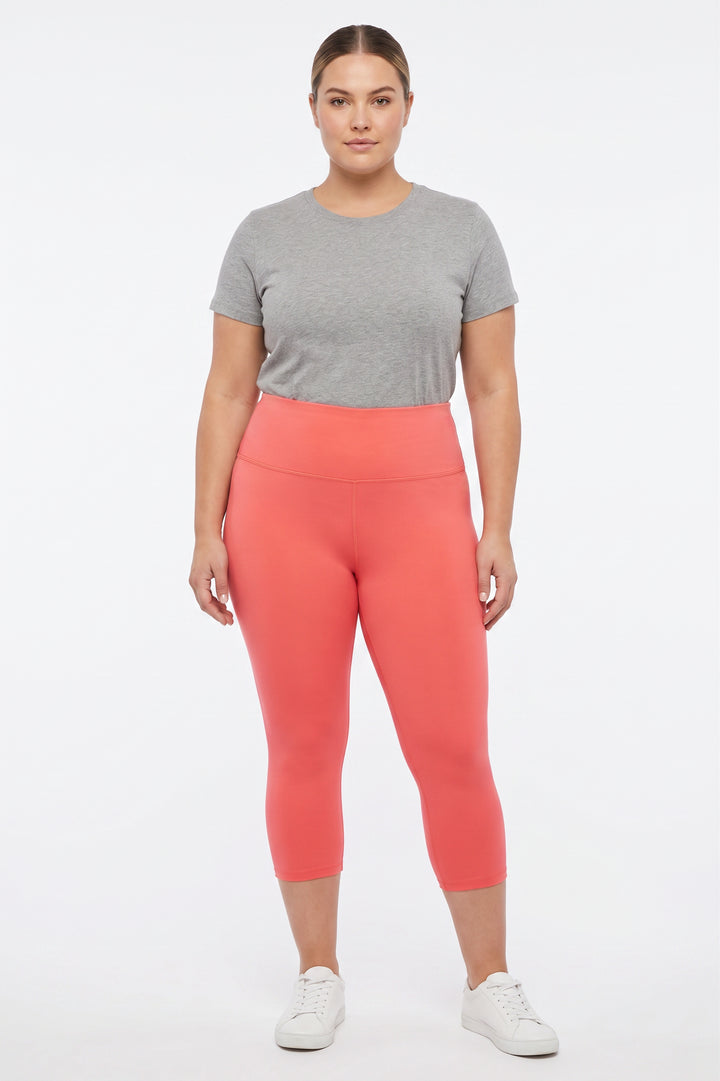 Wholesale Buttery Smooth Basic Solid High Waisted Plus Size Capris - 5 Inch - New Mix