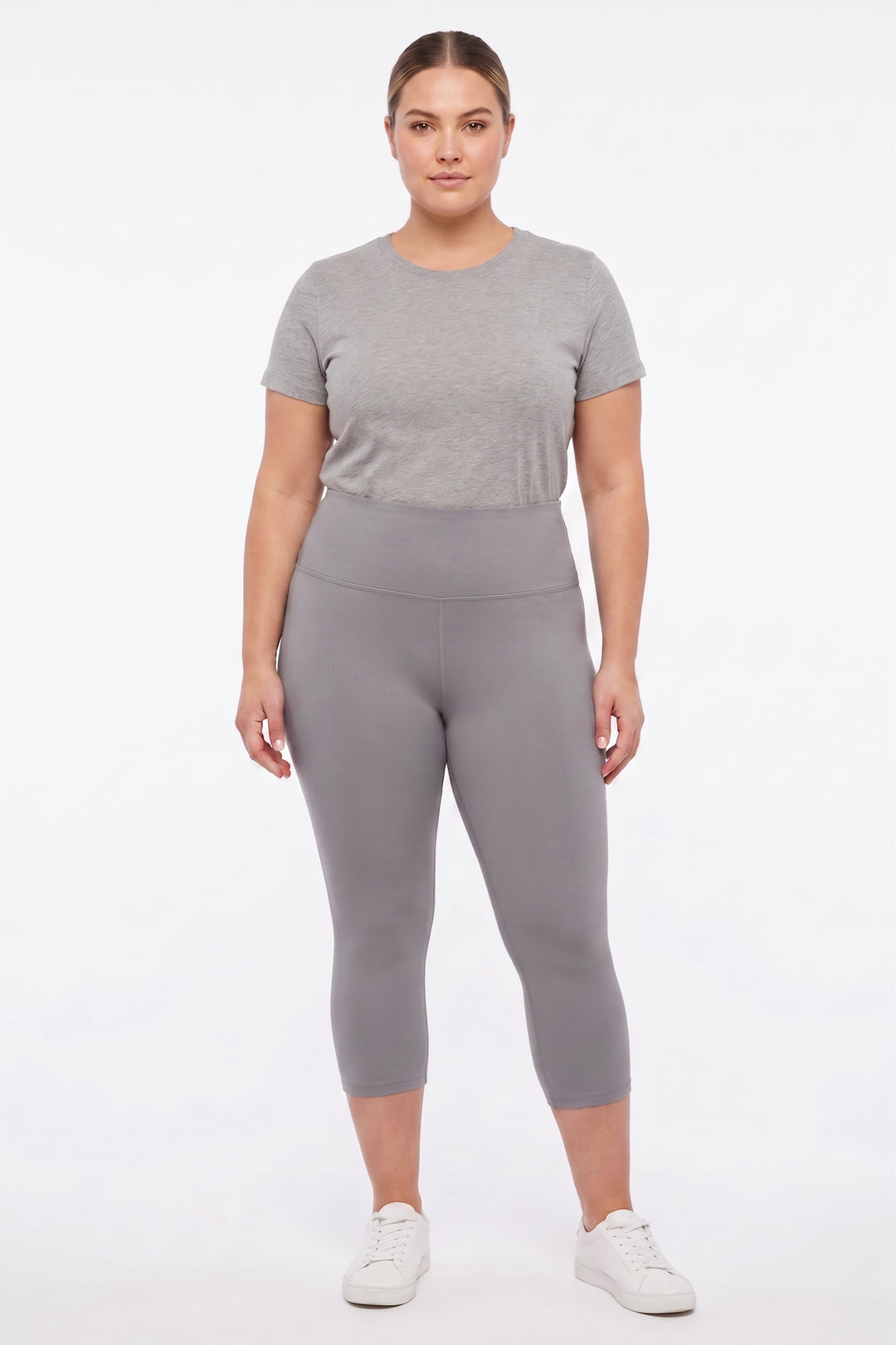 Wholesale Buttery Smooth Basic Solid High Waisted Plus Size Capris - 5 Inch - New Mix