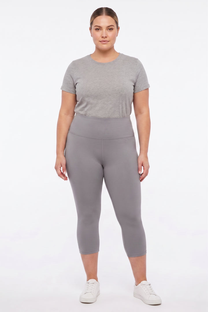 Wholesale Buttery Smooth Basic Solid High Waisted Plus Size Capris - 5 Inch - New Mix