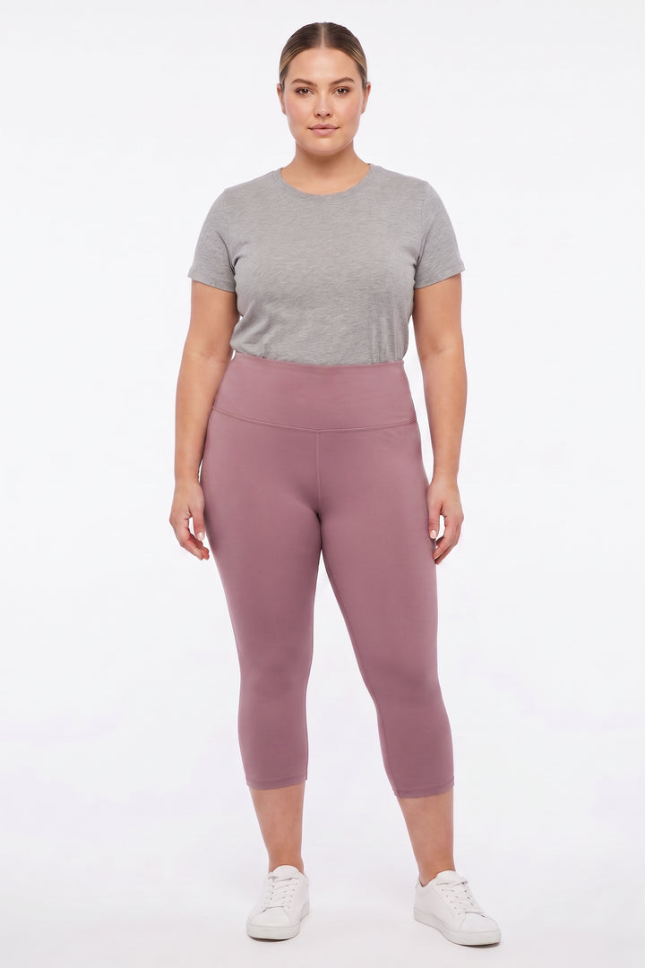 Wholesale Buttery Smooth Basic Solid High Waisted Plus Size Capris - 5 Inch - New Mix