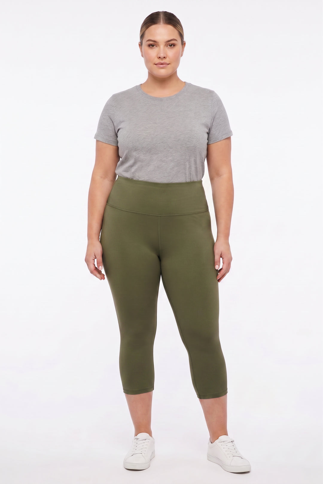 Wholesale Buttery Smooth Basic Solid High Waisted Plus Size Capris - 5 Inch - New Mix