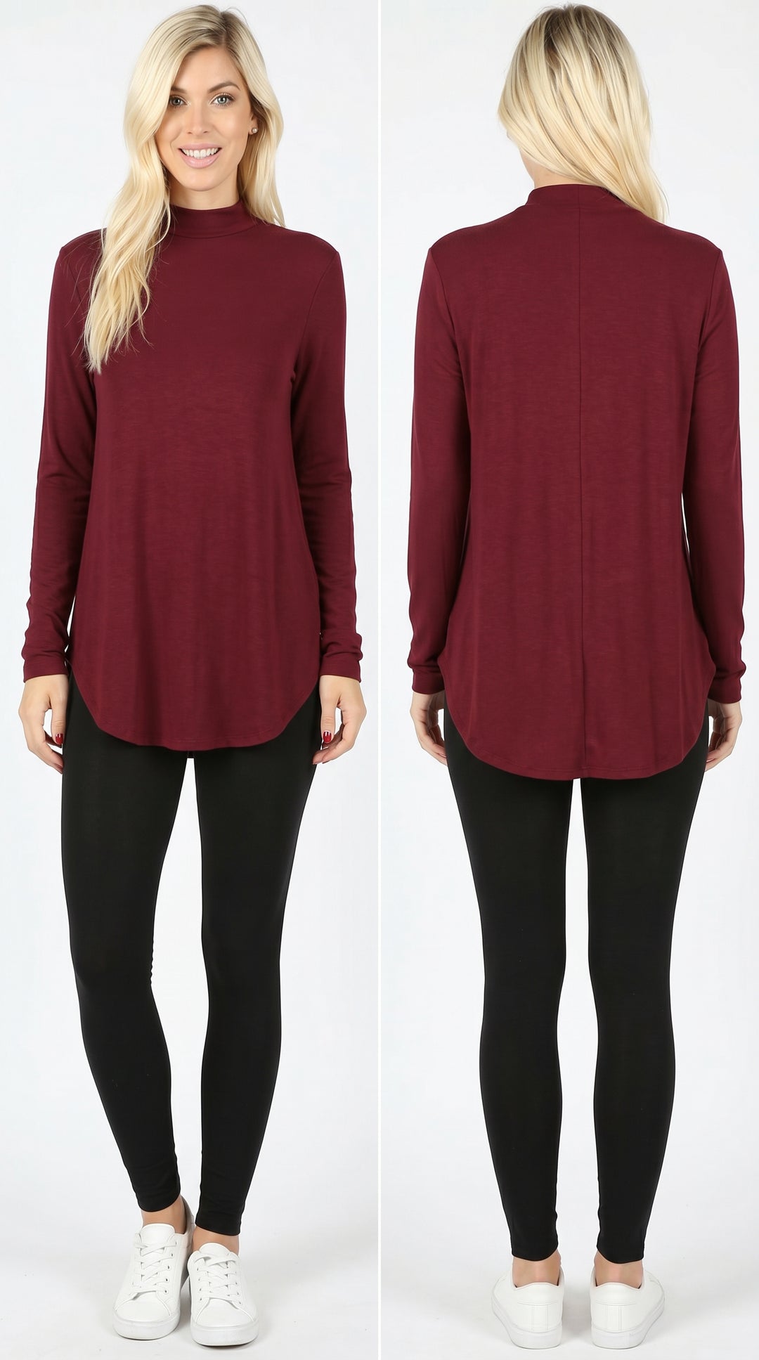 Wholesale Premium Long Sleeve Mock Neck Round Hem Plus Size Top