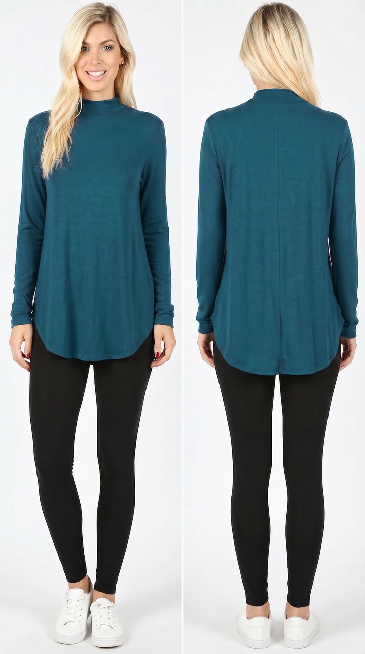 Wholesale Premium Long Sleeve Mock Neck Round Hem Plus Size Top
