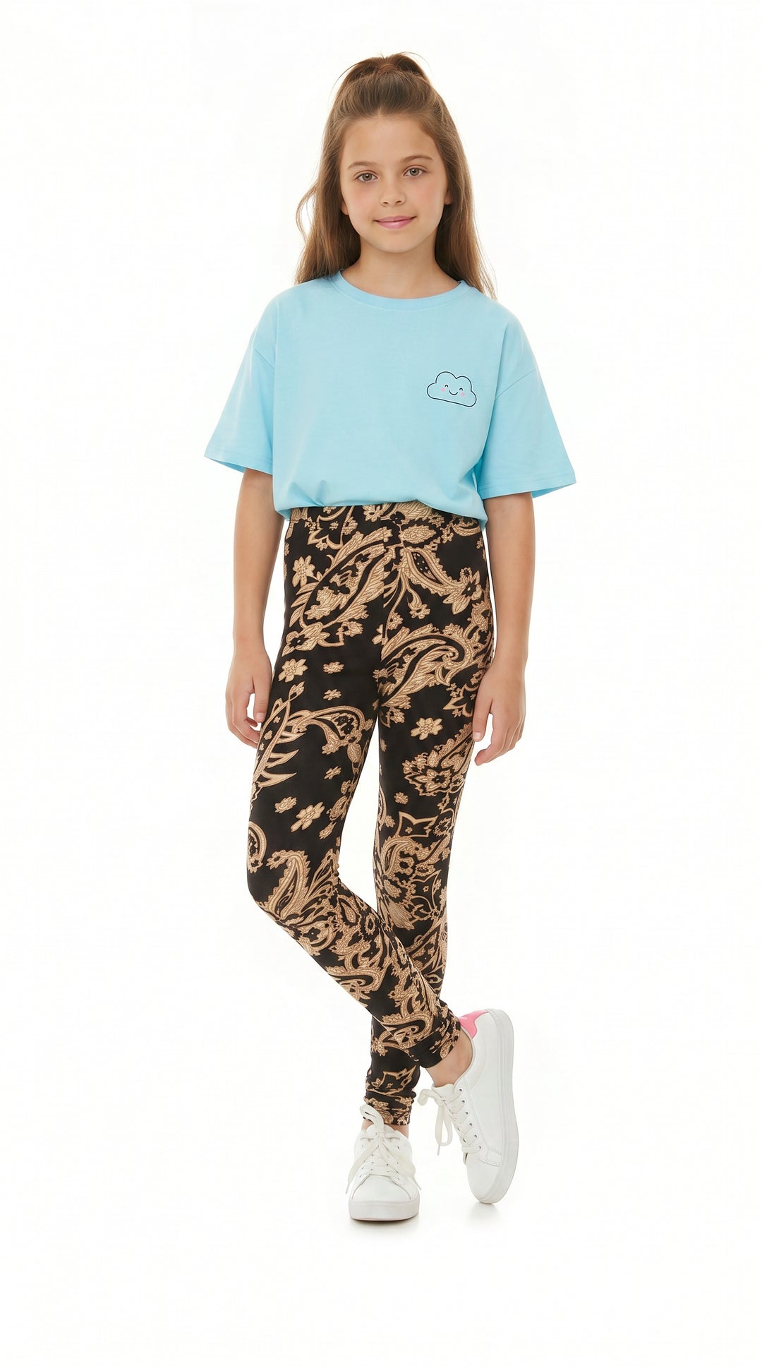 Wholesale Buttery Soft Sandstone Paisley Kids Leggings