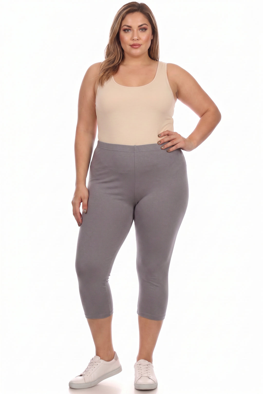 Wholesale Buttery Smooth Basic Solid Plus Size Capris - New Mix