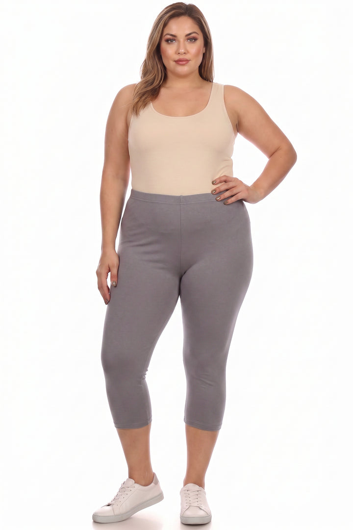 Wholesale Buttery Smooth Basic Solid Plus Size Capris - New Mix