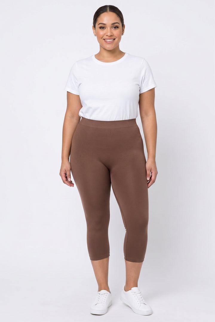 Wholesale Premium Nylon Spandex Solid Basic Plus Size Capris