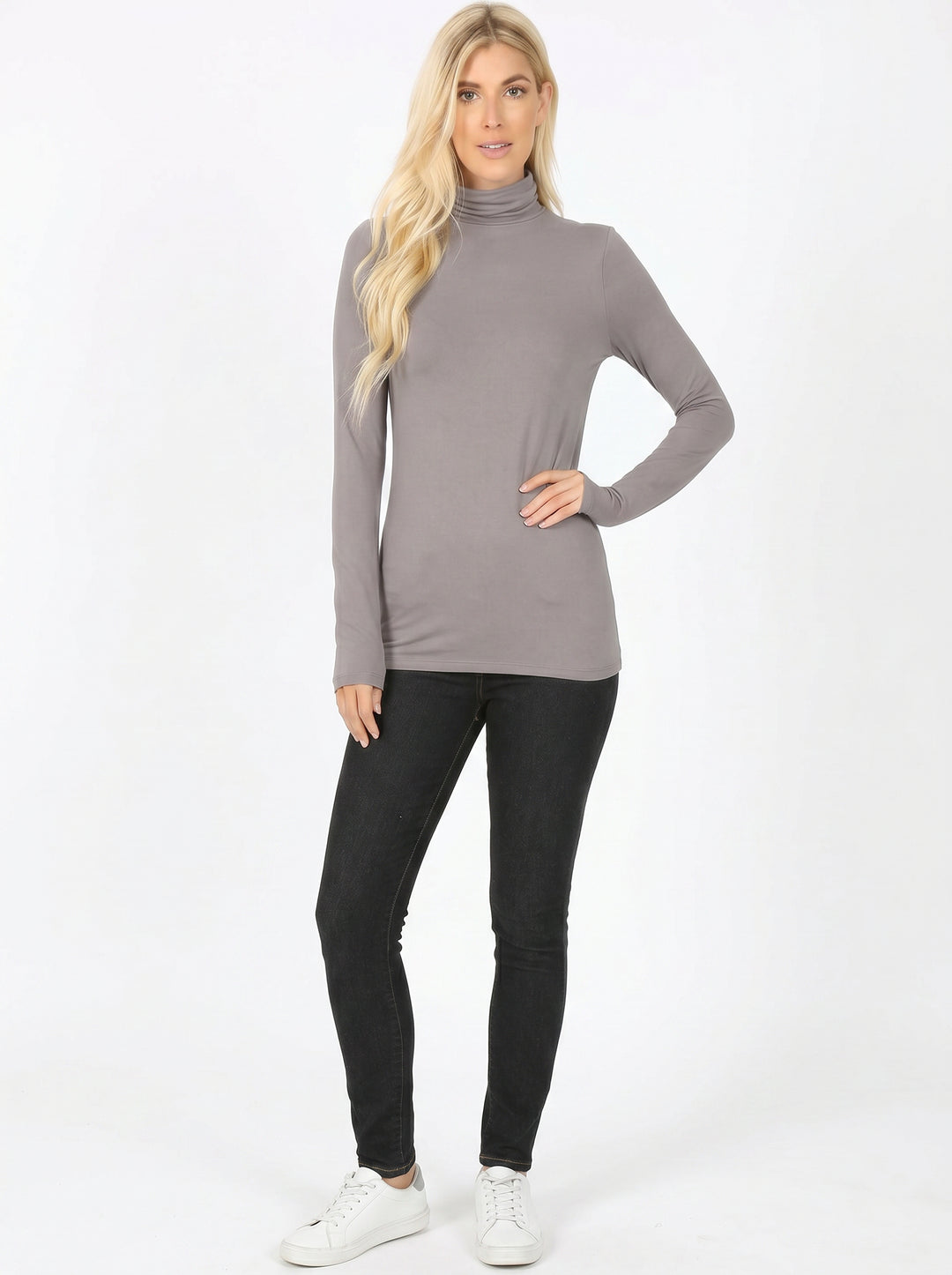 Wholesale Brushed Microfiber Mock Neck Top