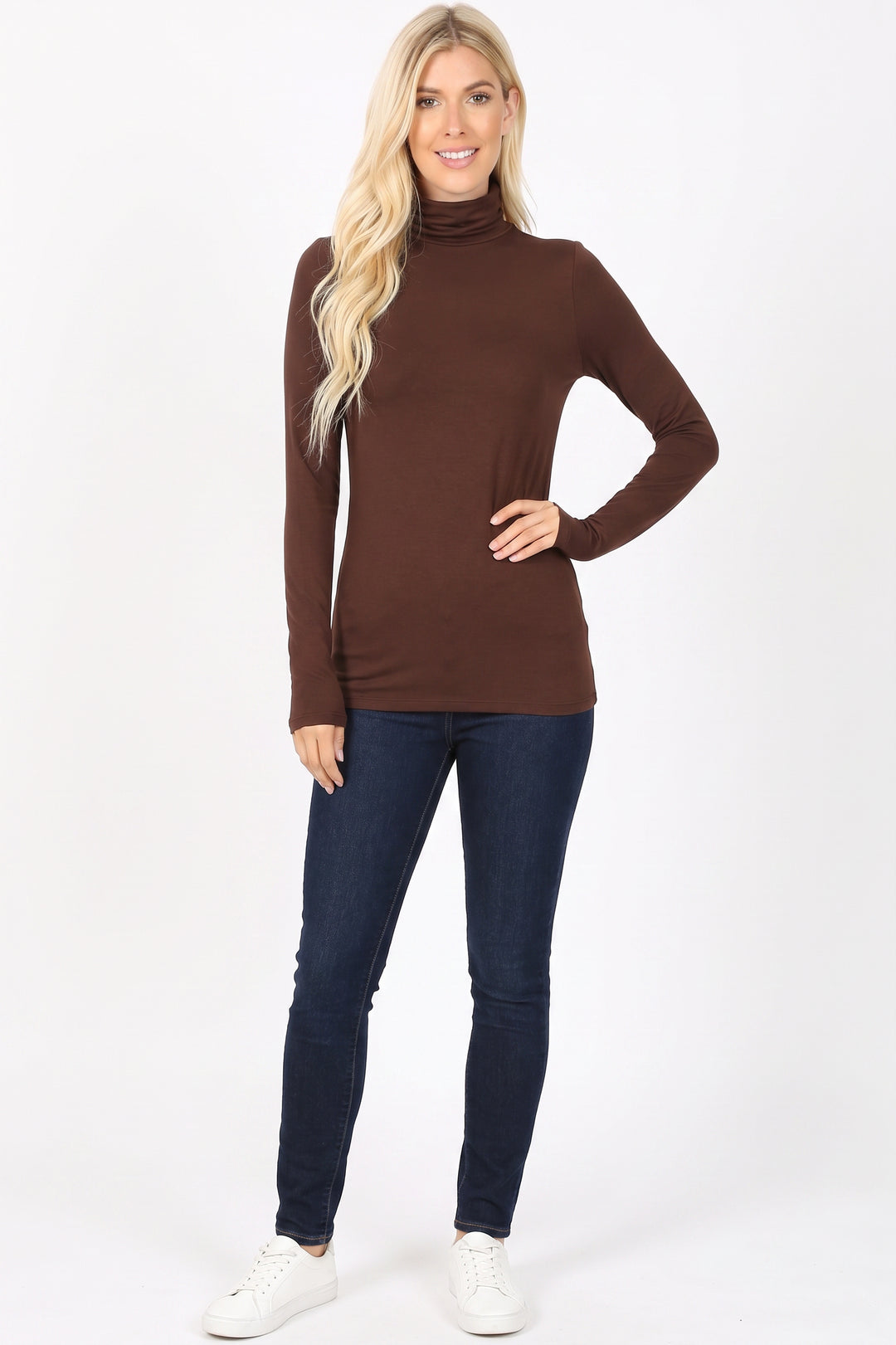 Wholesale Brushed Microfiber Mock Neck Top