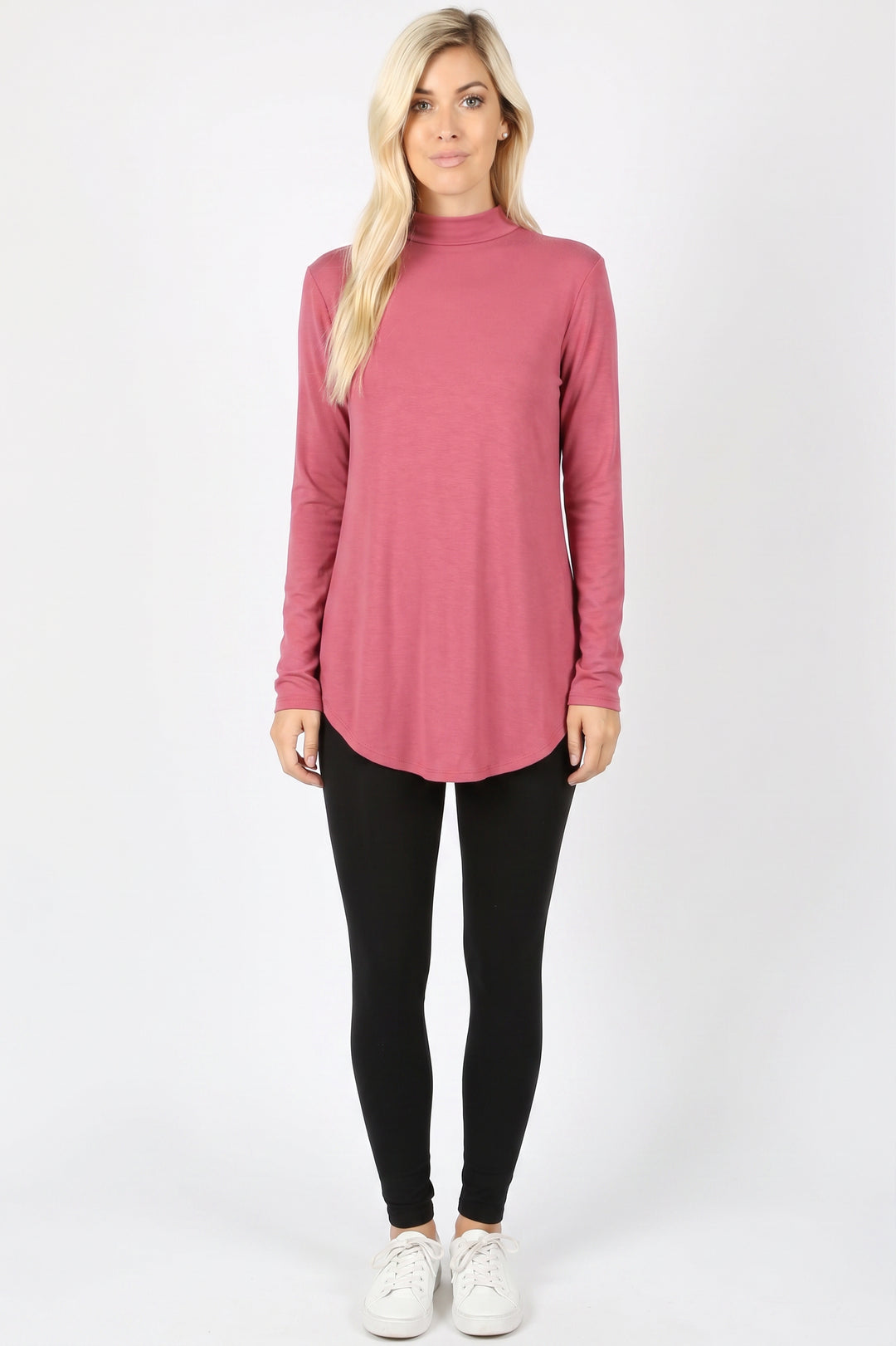 Wholesale Premium Long Sleeve Mock Neck Round Hem Top