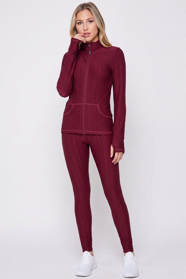 Wholesale 2 Piece Brazilian Scrunch Butt Leggings and Jacket Set with Thumb Hole