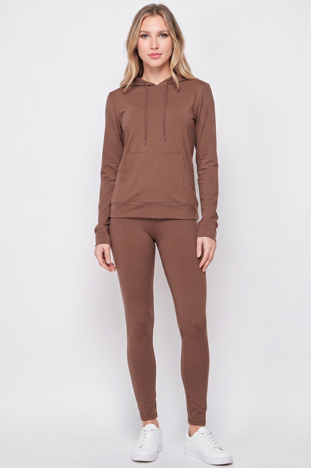 Wholesale Solid 2 Piece Buttery Smooth Leggings and Pullover Hoodie Set