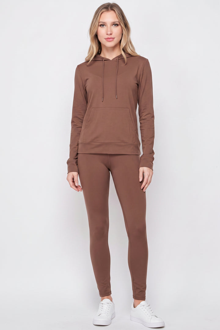 Wholesale Solid 2 Piece Buttery Smooth Leggings and Pullover Hoodie Set