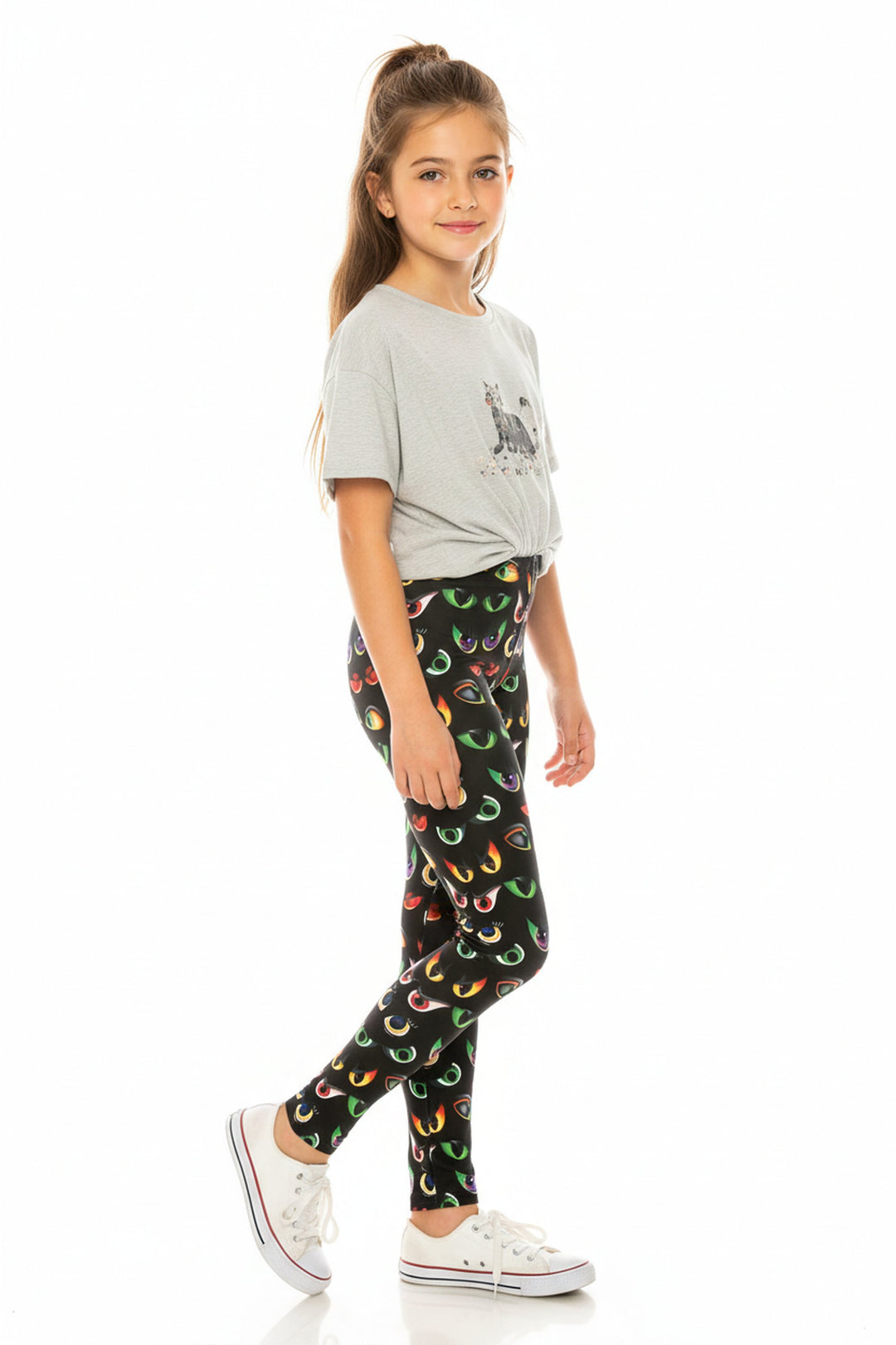 Wholesale Creamy Soft Evil Cartoon Eyes Kids Leggings - USA Fashion