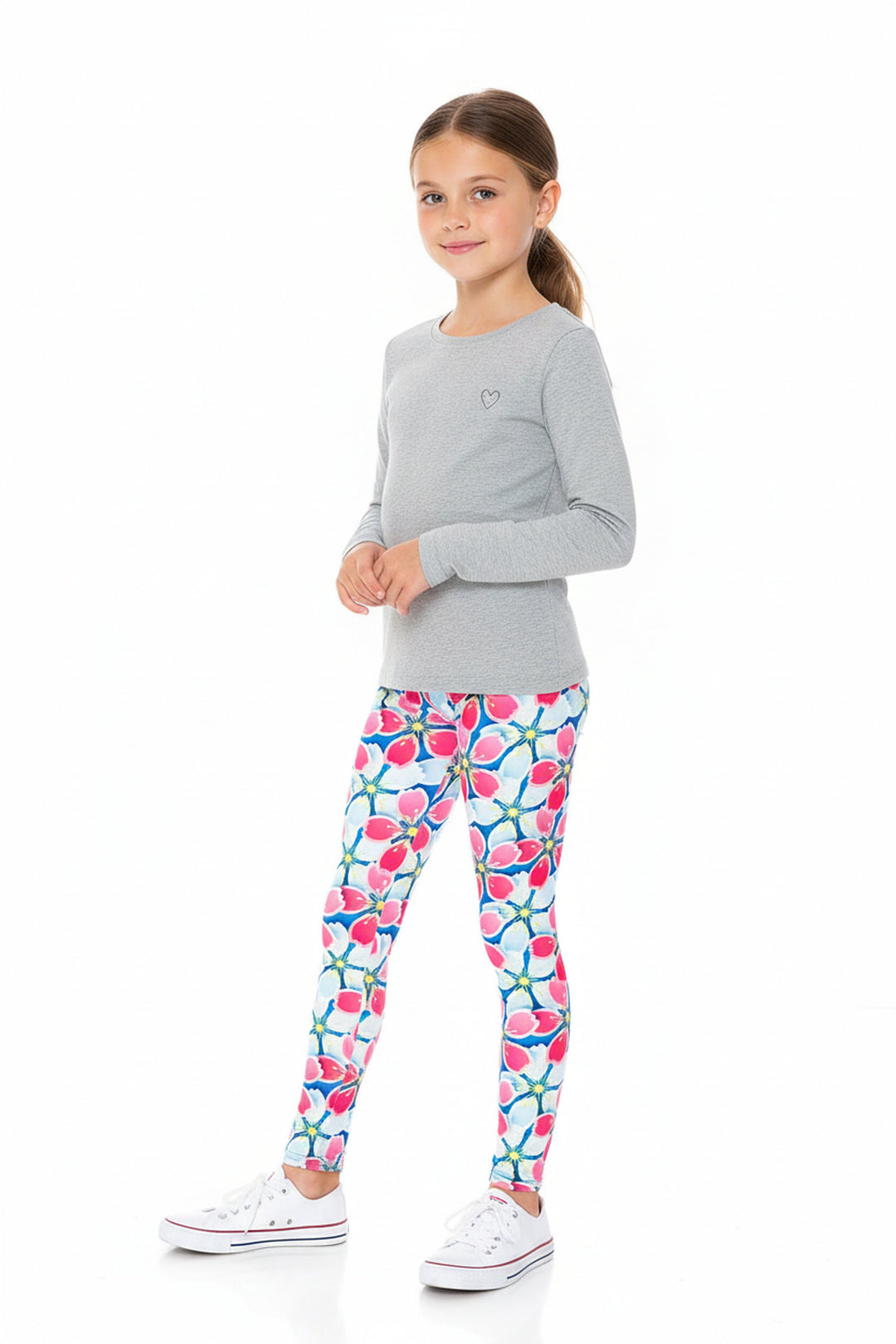 Wholesale Creamy Soft Pink and Blue Sunshine Floral Kids Leggings - USA Fashion