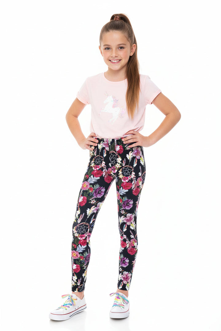 Wholesale Creamy Soft Floral Dreamcatcher Kids Leggings - USA Fashion