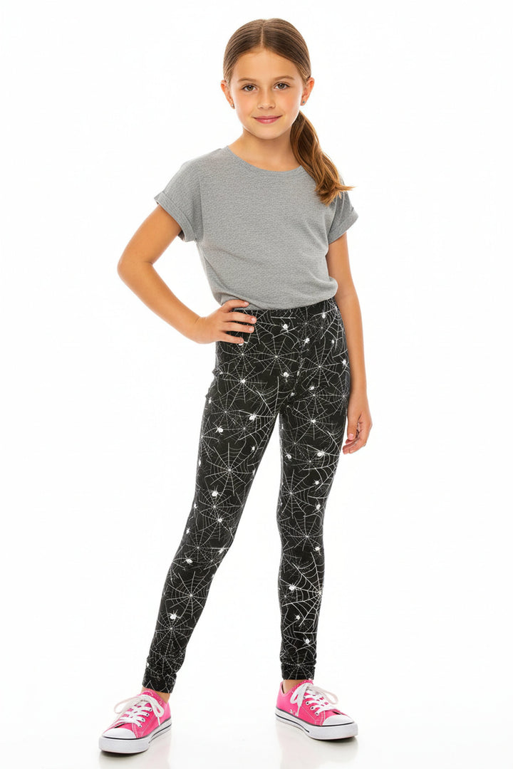 Wholesale Creamy Soft Spiders and Spiderwebs Kids Leggings - USA Fashion