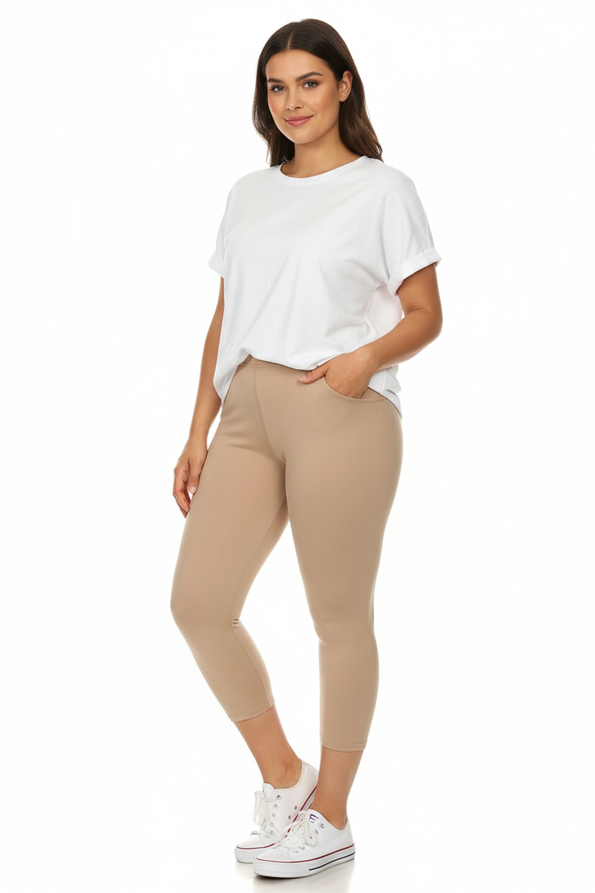 Wholesale Buttery Smooth Basic Solid Plus Size Capris - New Mix